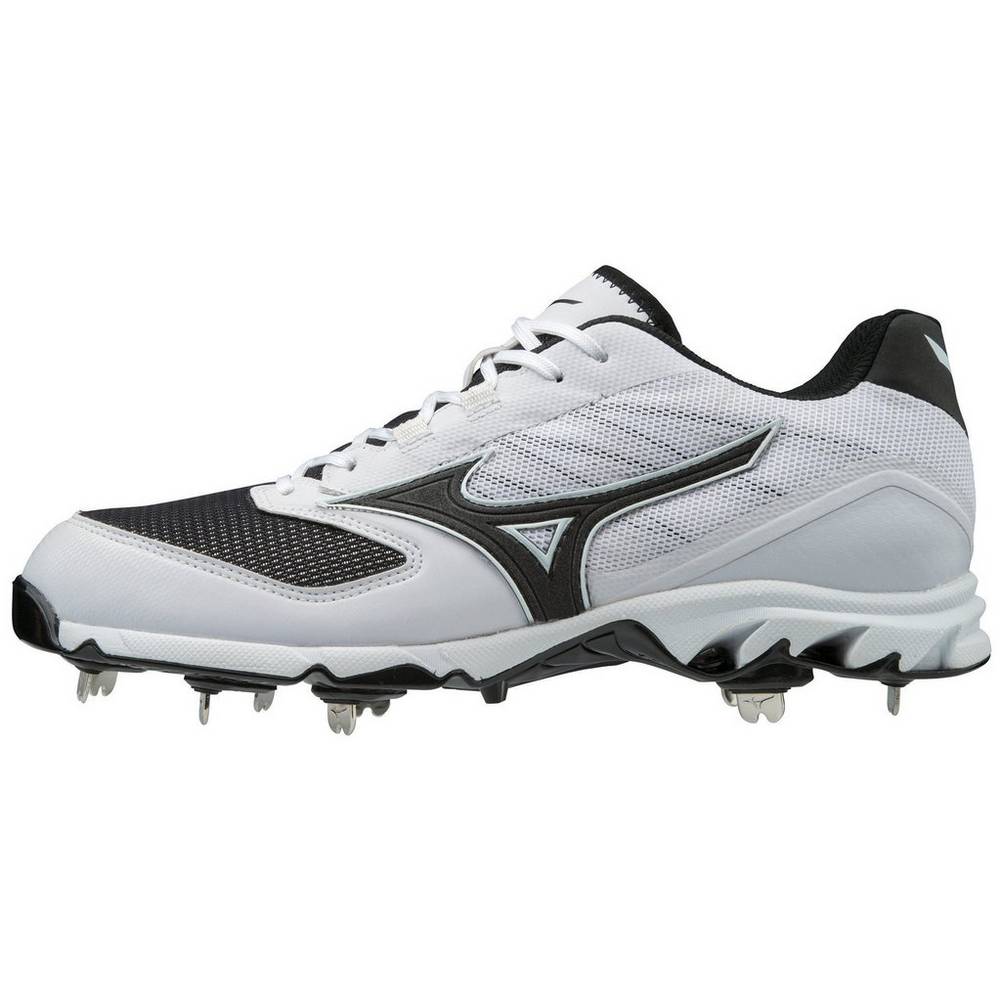 Zapatillas Beisbol Mizuno 9-Spike Dominant 2 Bajas Metal Hombre Blancas/Negras Baratas YQIE-03412